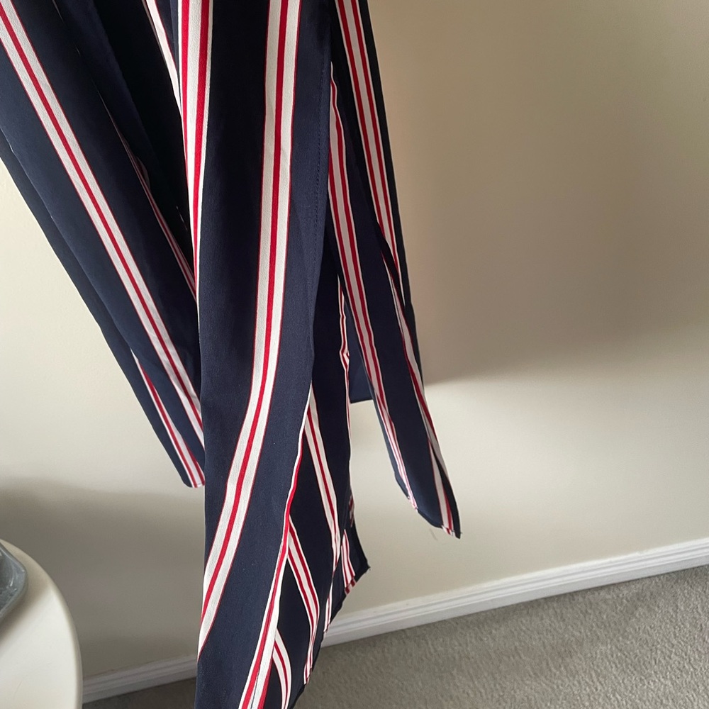 Navy/White/Red Striped Robe/Overcoat Jacket Size M - Picture 2 of 4